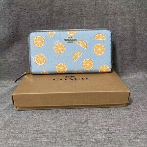 NEW Coach Accordion Zip Wallet With Orange Print Authentic